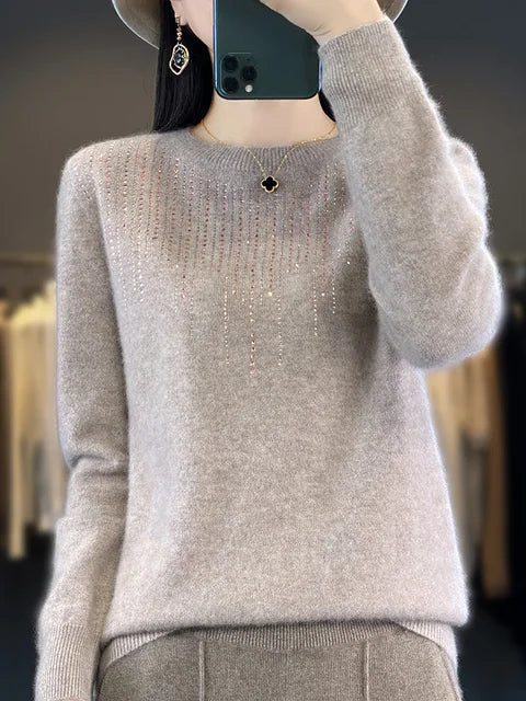Glitzer Pullover Damen Warm Modisch