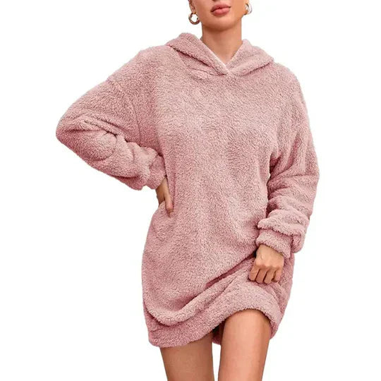 Weiches Kapuzenkleid Damen Elegant - IdealeKleiden