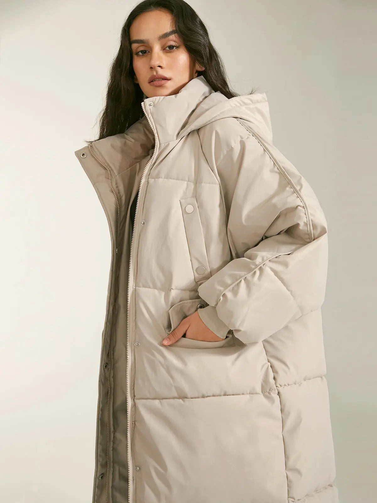 Winterparka Damen Warm Kapuze Reißverschluss - IdealeKleiden