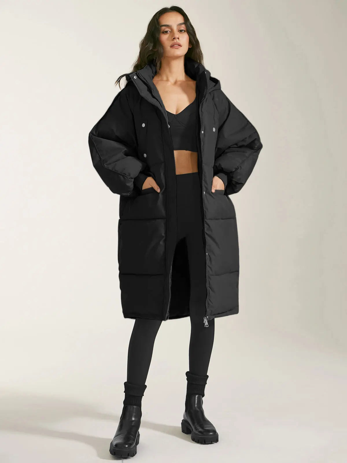 Winterparka Damen Warm Kapuze Reißverschluss