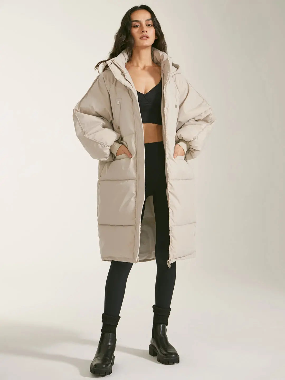 Winterparka Damen Warm Kapuze Reißverschluss
