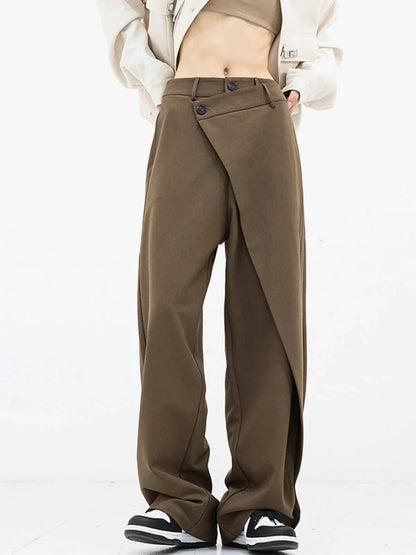 Damenhose Weitbein mit Knöpfen