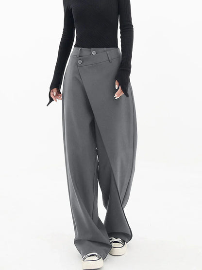 Damenhose Weitbein mit Knöpfen