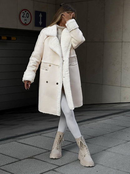 Stylischer Damenmantel Lang Polarfleece Modern