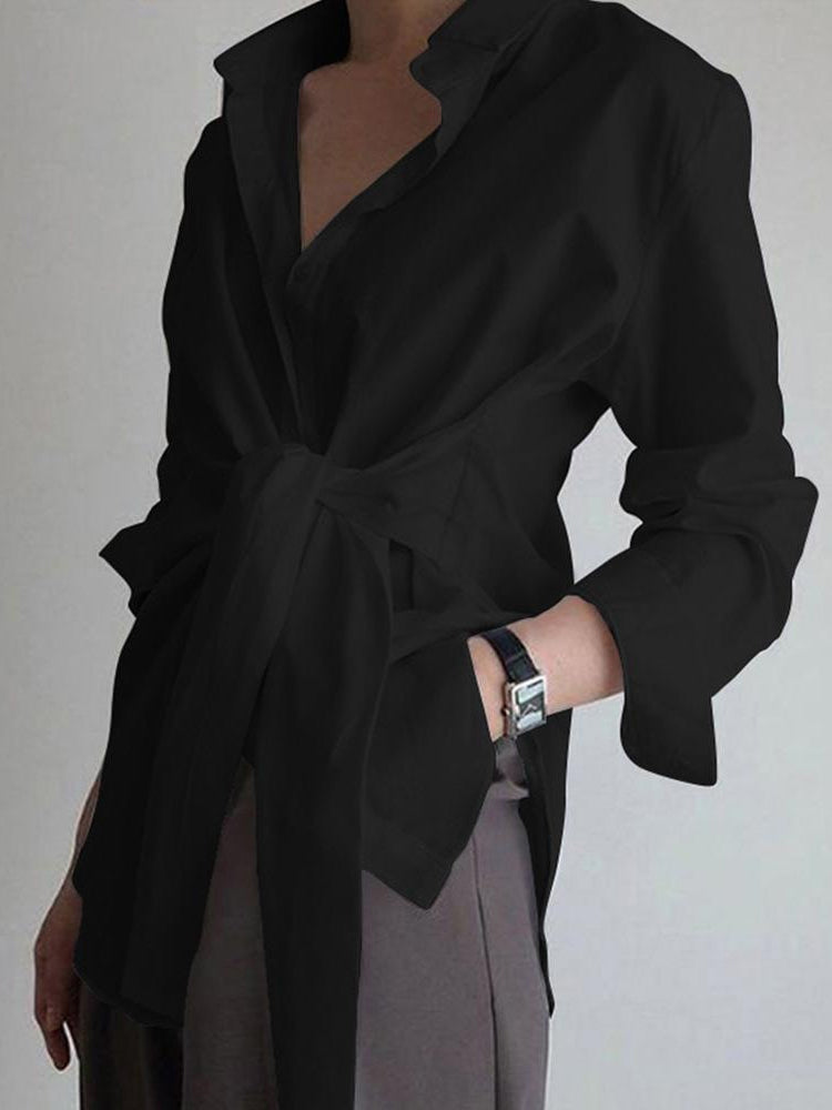 Elegantes Damenhemd mit Gürtel Bauchfreies Design