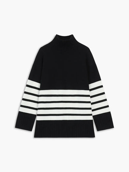 Streifiger Damenpullover Mit Stehkragen