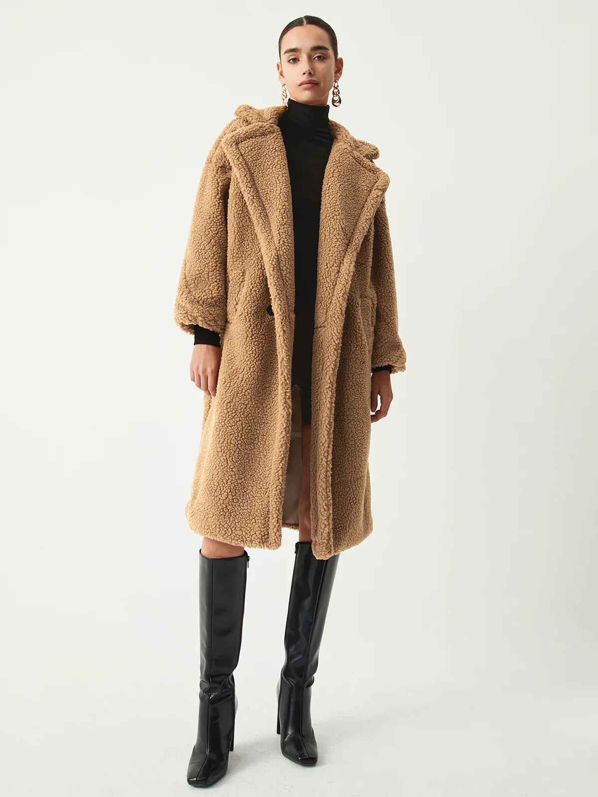 Winter Fleecejacke Doppeltaschen Longline Design