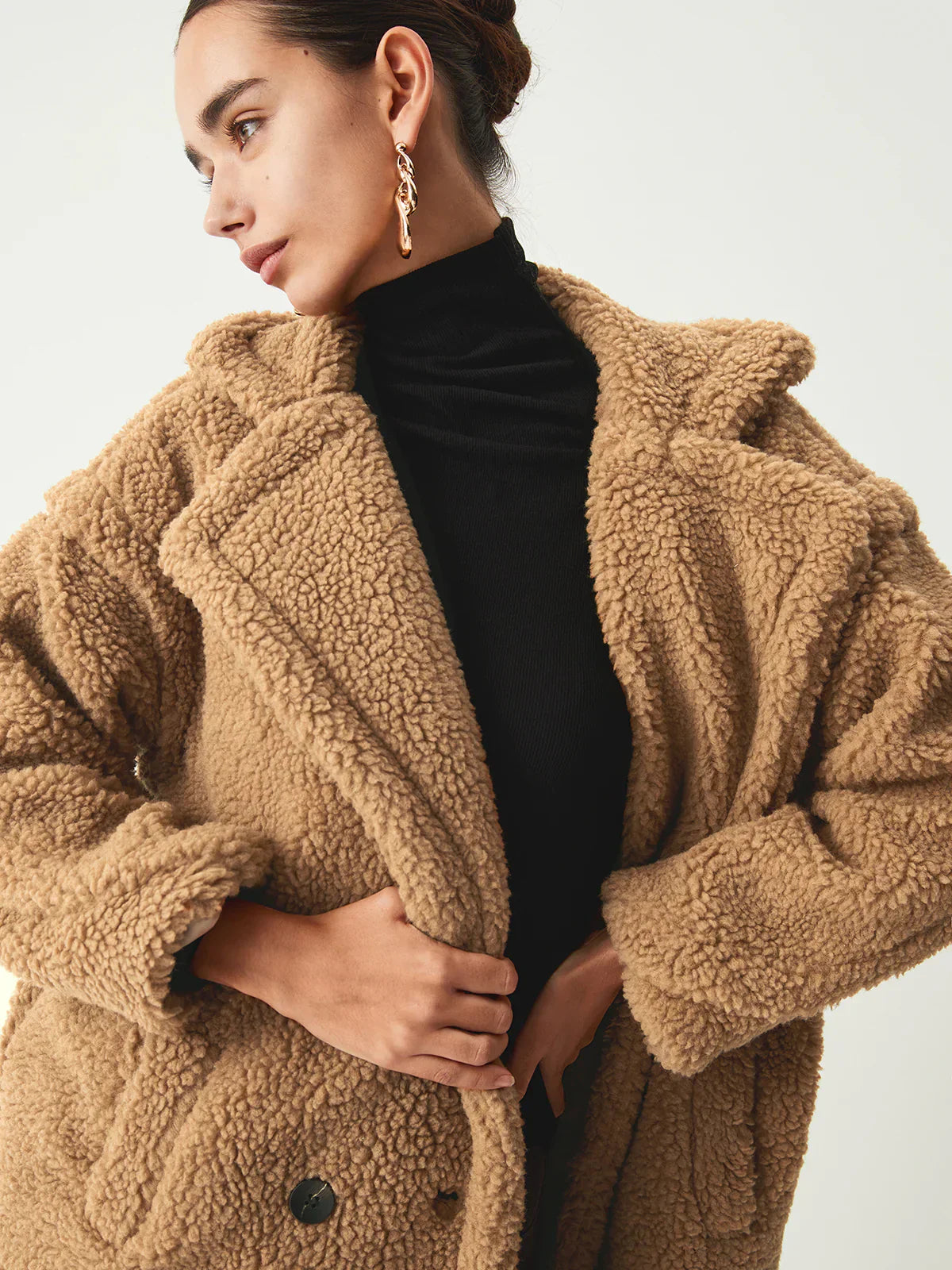Winter Fleecejacke Doppeltaschen Longline Design - IdealeKleiden