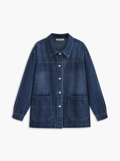 Übergröße Denim Jacke Lässig Trendy - IdealeKleiden