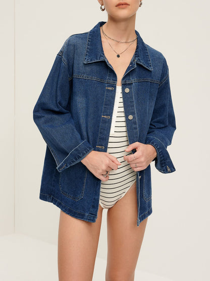 Übergröße Denim Jacke Lässig Trendy