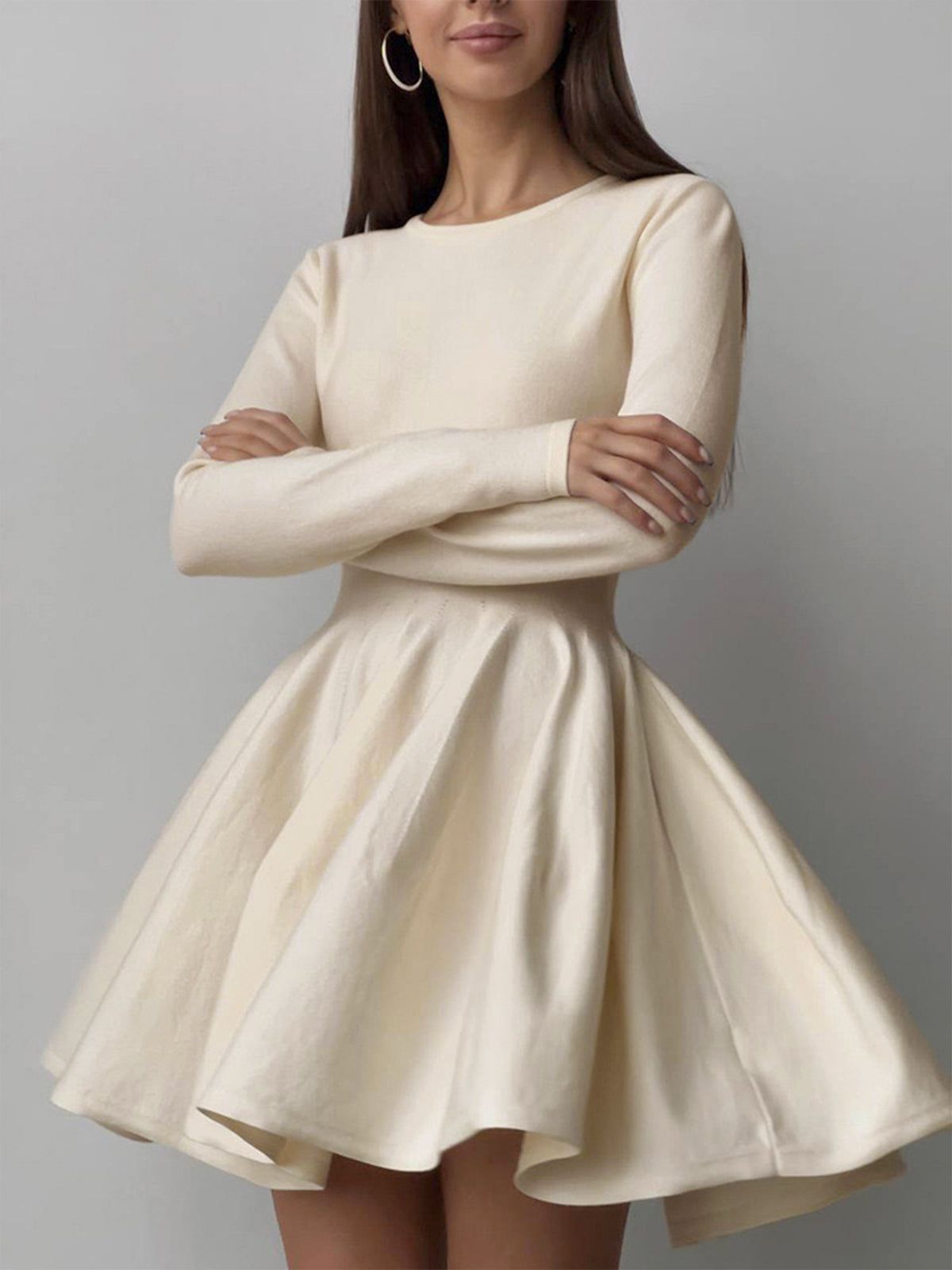 Damen Minikleid Elegant Kurz Ärmel Schnitt - IdealeKleiden