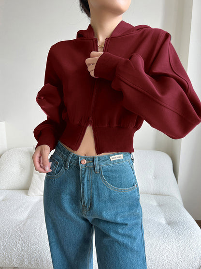 Damen Hoodie Langarm Zip Oben