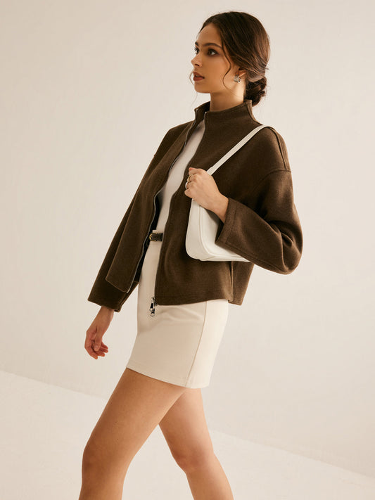 Braune Lederjacke Damen Reißverschluss - IdealeKleiden