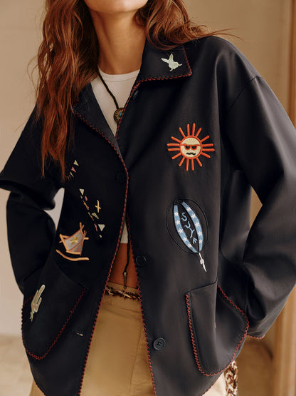 Elegante Reversjacke Bestickt
