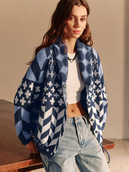 Boho Chic Jacke Gedruckt Cozy Schnitt