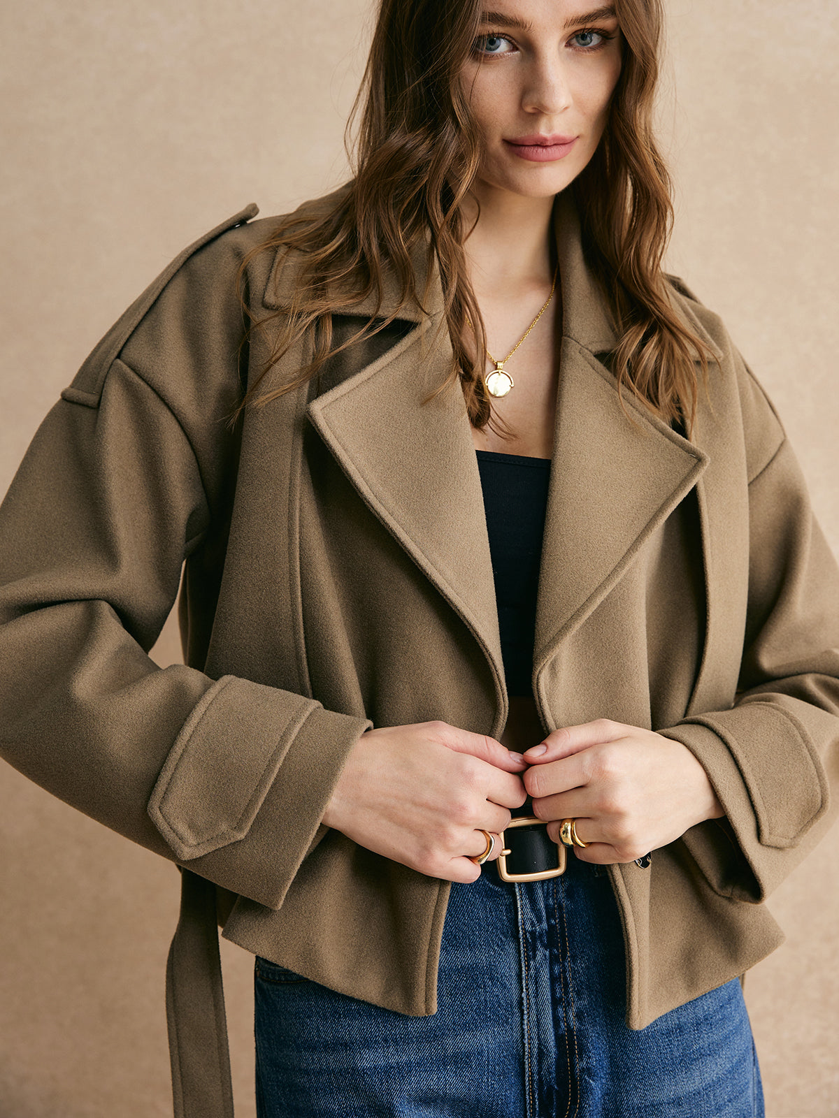 Gürtel Teddyjacke Damen Warm - IdealeKleiden