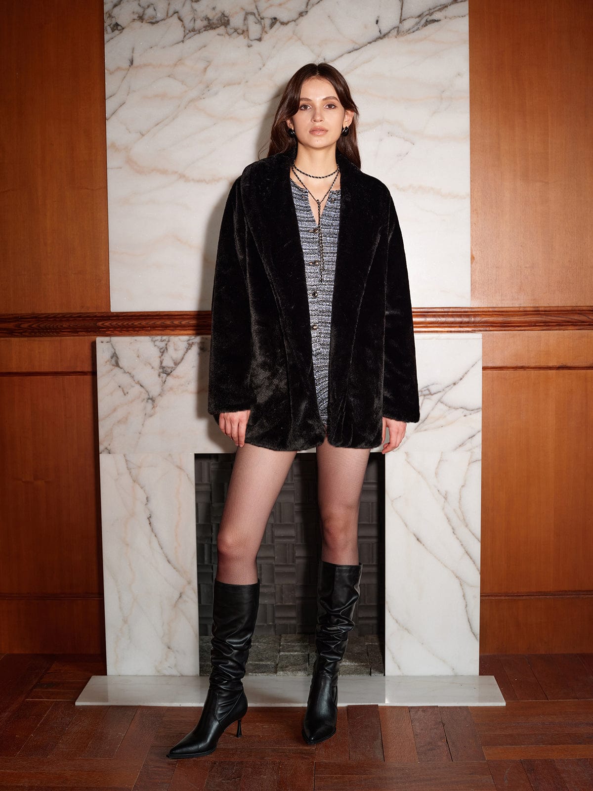 Lange Kunstfelljacke Elegant Winter