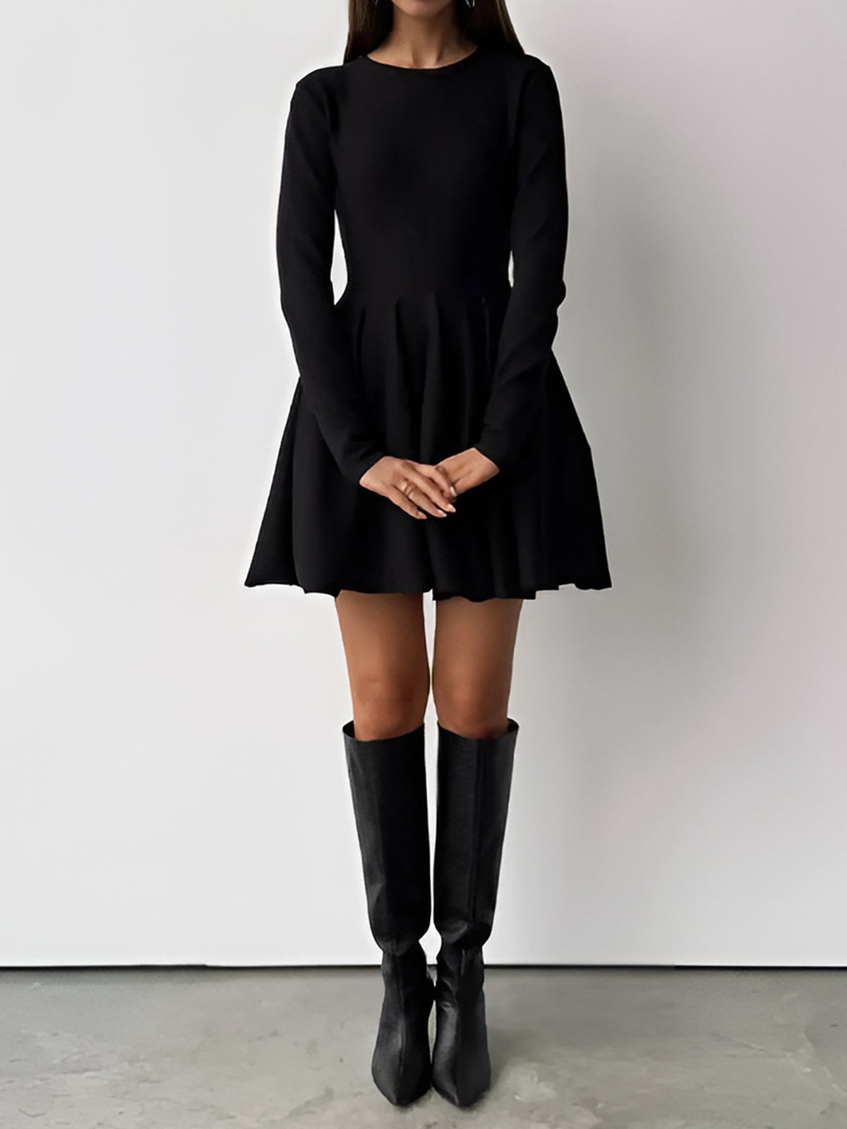 Damen Minikleid Elegant Kurz Ärmel Schnitt