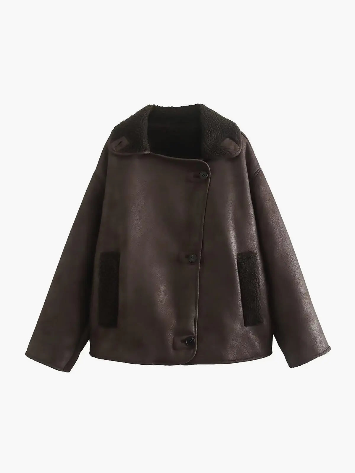 Elegante Kunstlederjacke Damen Warm