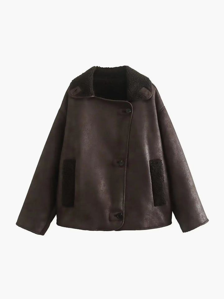 Elegante Kunstlederjacke Damen Warm