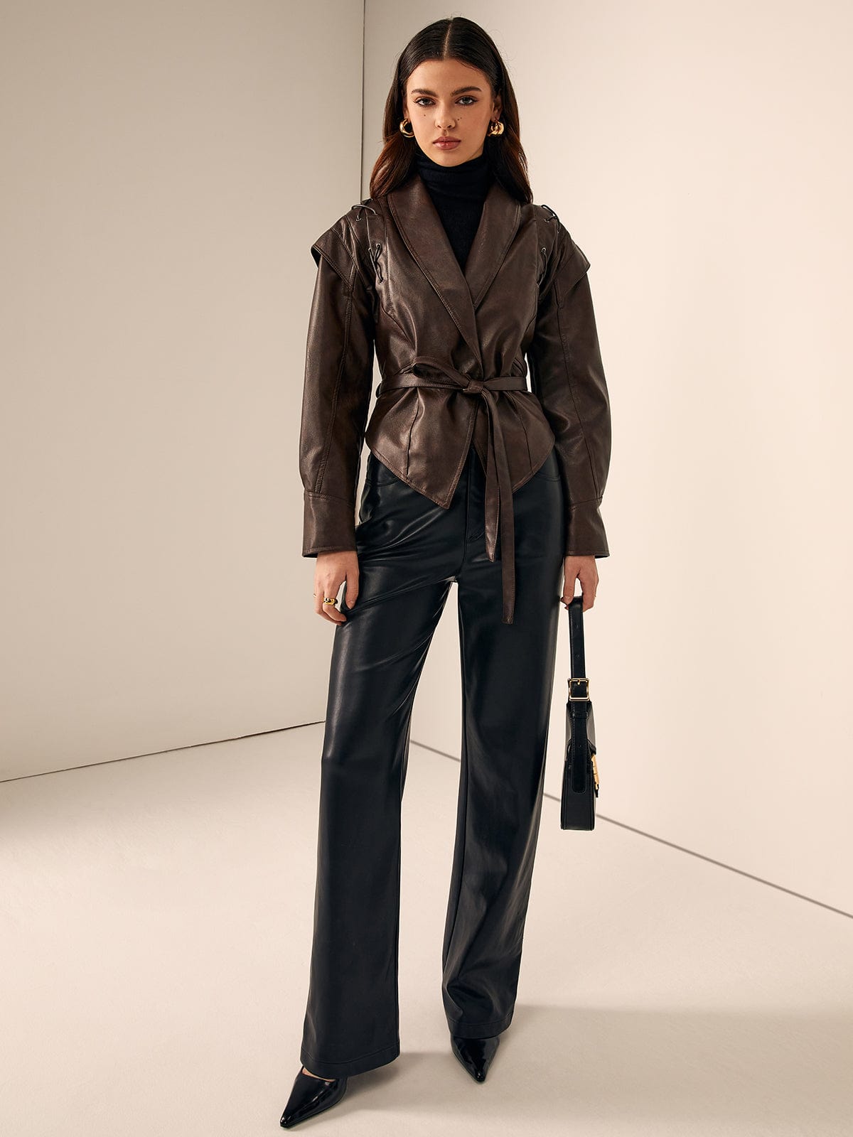Schicke Lederjacke Damen Slim Fit
