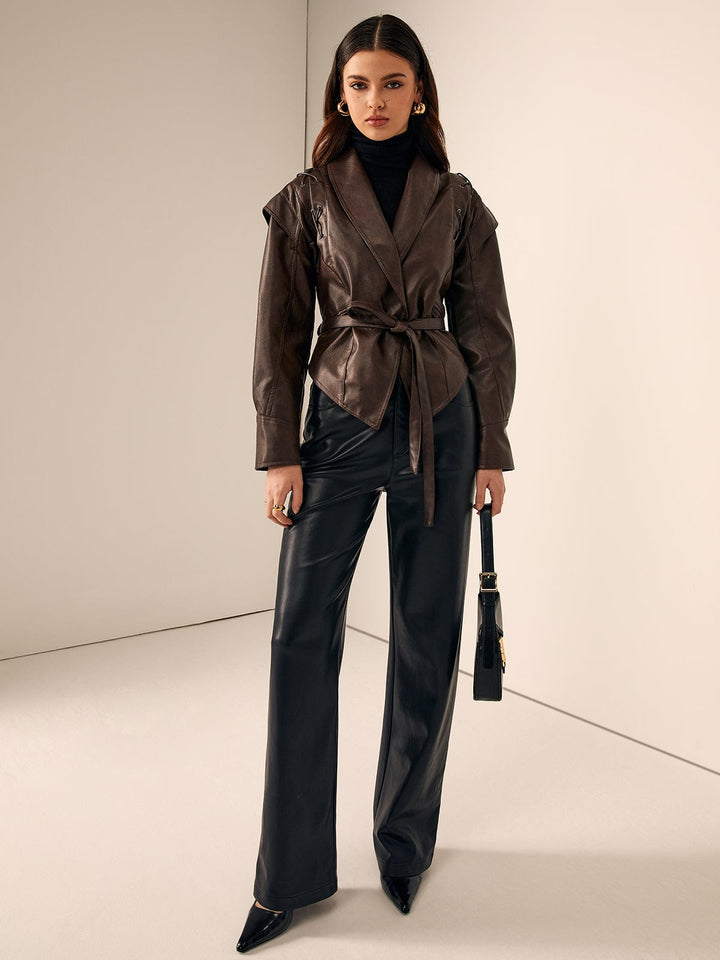 Schicke Lederjacke Damen Slim Fit