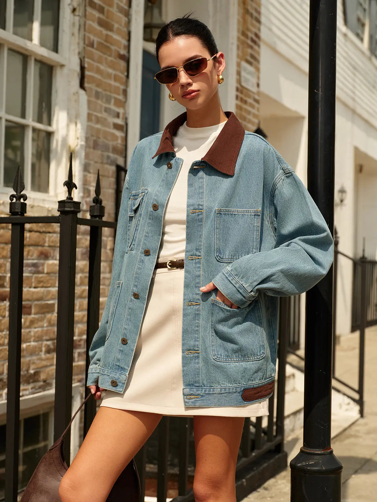 Stylische Jeansjacke Modern Kontrast