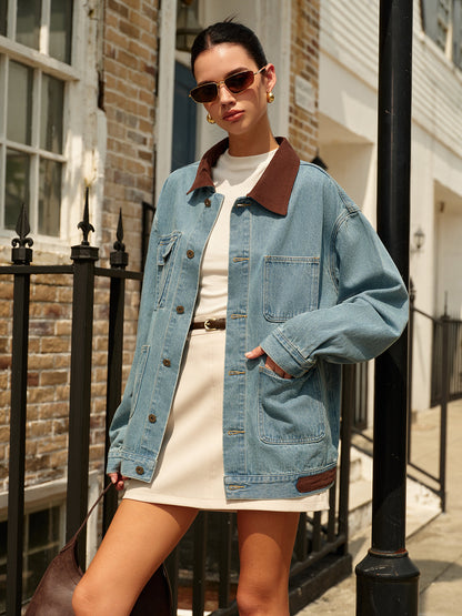 Stylische Denimjacke Mit Kragen