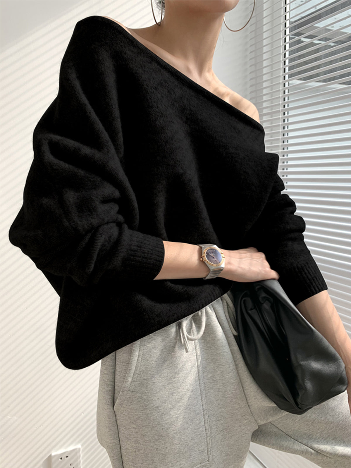 Weiches Frauenkleid | Off-shoulder Pullover Elegantes Design