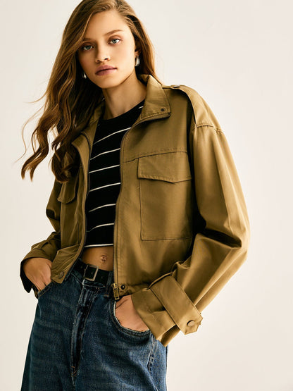 Praktische Cropped Jacke Modern Lässig