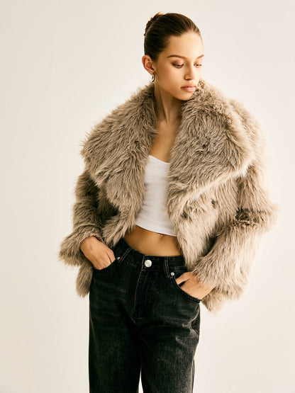 Elegante Kunstpelz-Jacke Damen - IdealeKleiden