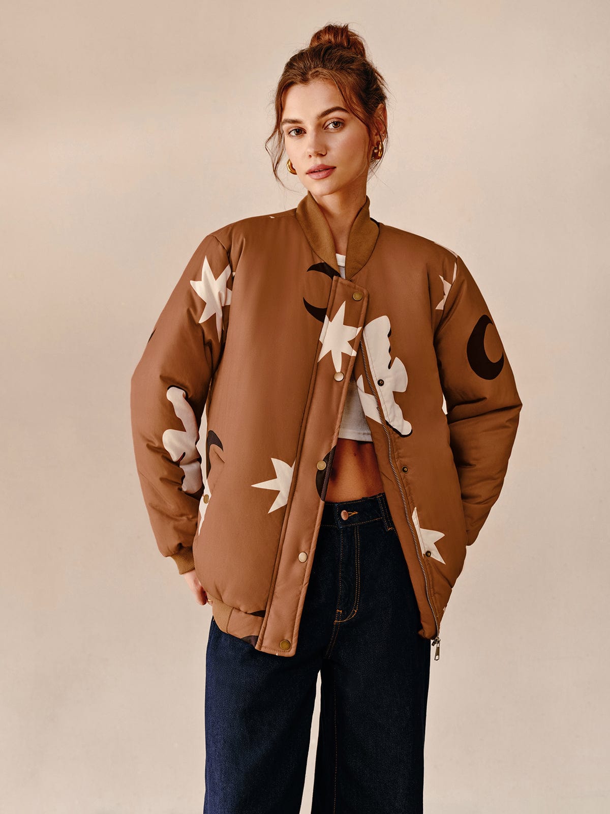 Große Bomberjacke Stadtstil Modern & Trendy - IdealeKleiden