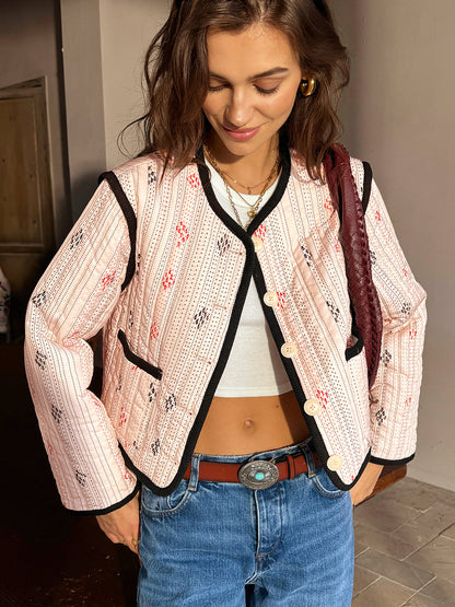 Stylische Kurzjacke Mit Kontraststreifen