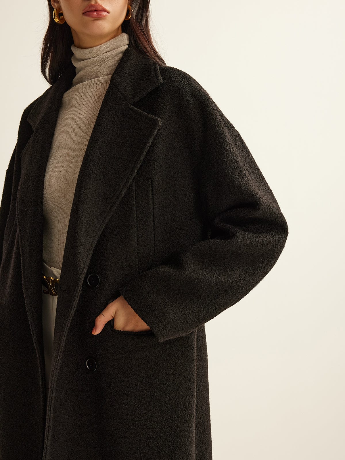 Stilvoller Trenchcoat Schwarz Klassisch - IdealeKleiden
