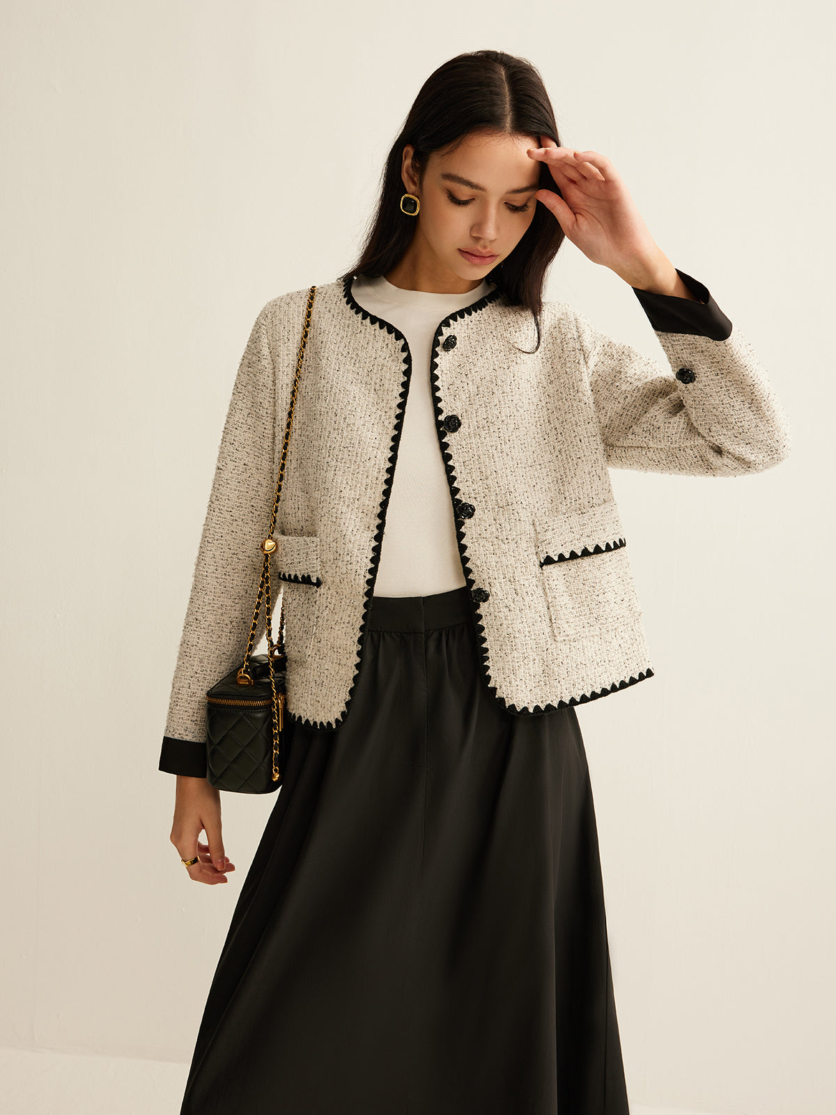 Stylische Tweedjacke Damen Kurz