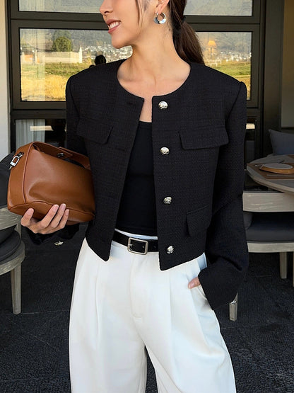 Elegante Daunenjacke Damen Tweed Design