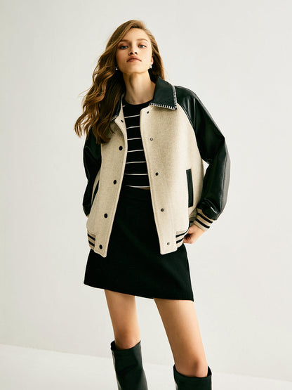 Modische Wolljacke Damen Paneel Design
