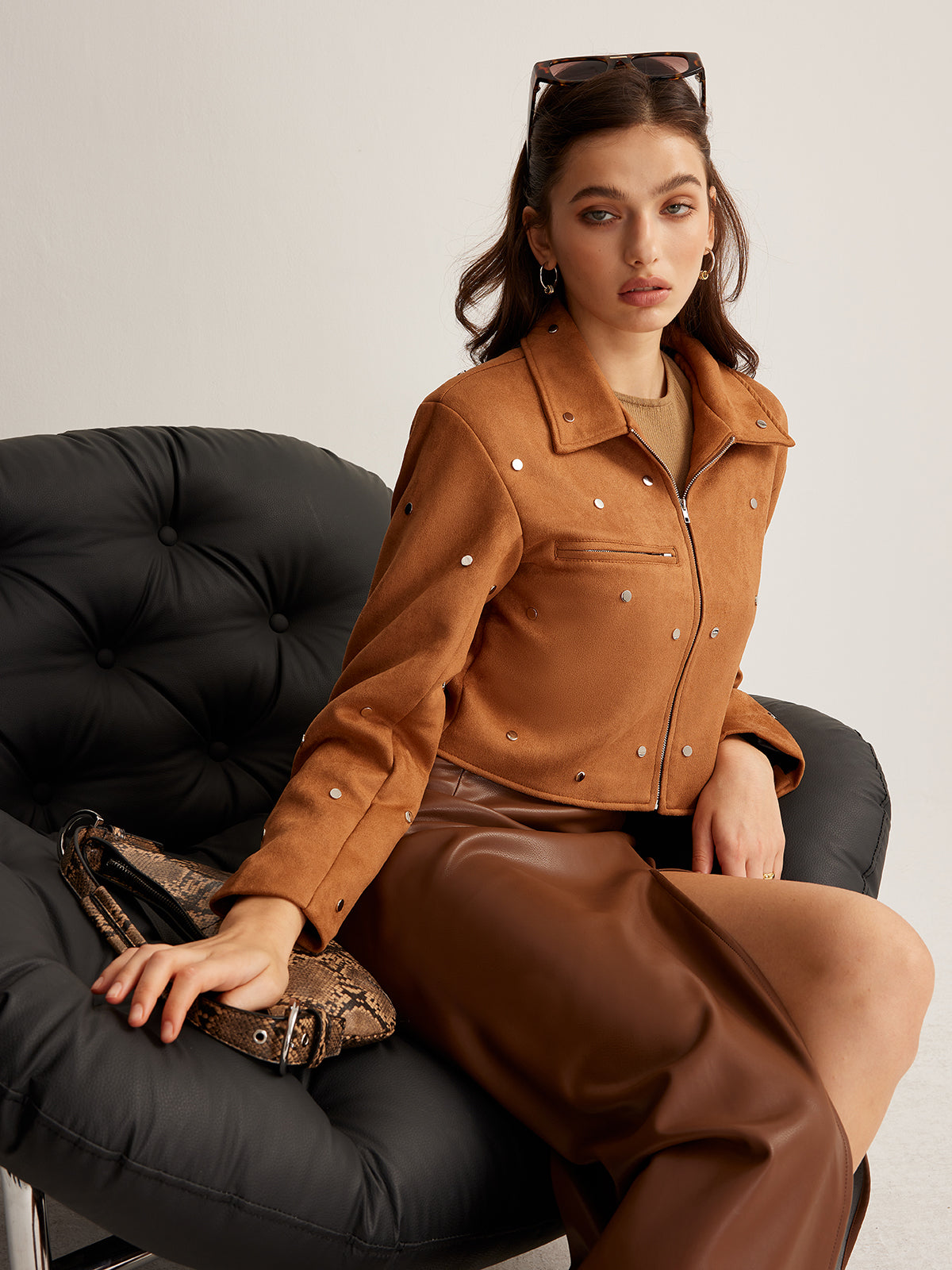 Modische Reißverschlussjacke Damen Cropstyle