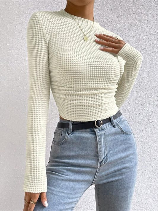 Schicke Slim-Pullover Waffelmuster Damen - IdealeKleiden