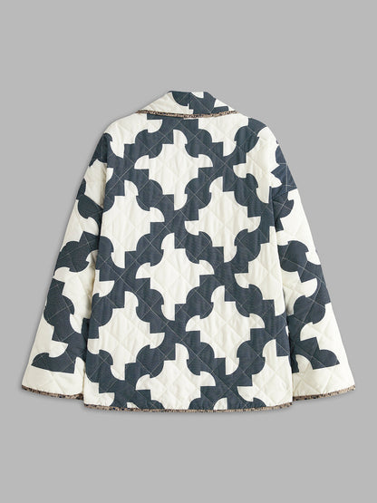 Stylische Winterjacke Blockprint Warm - IdealeKleiden