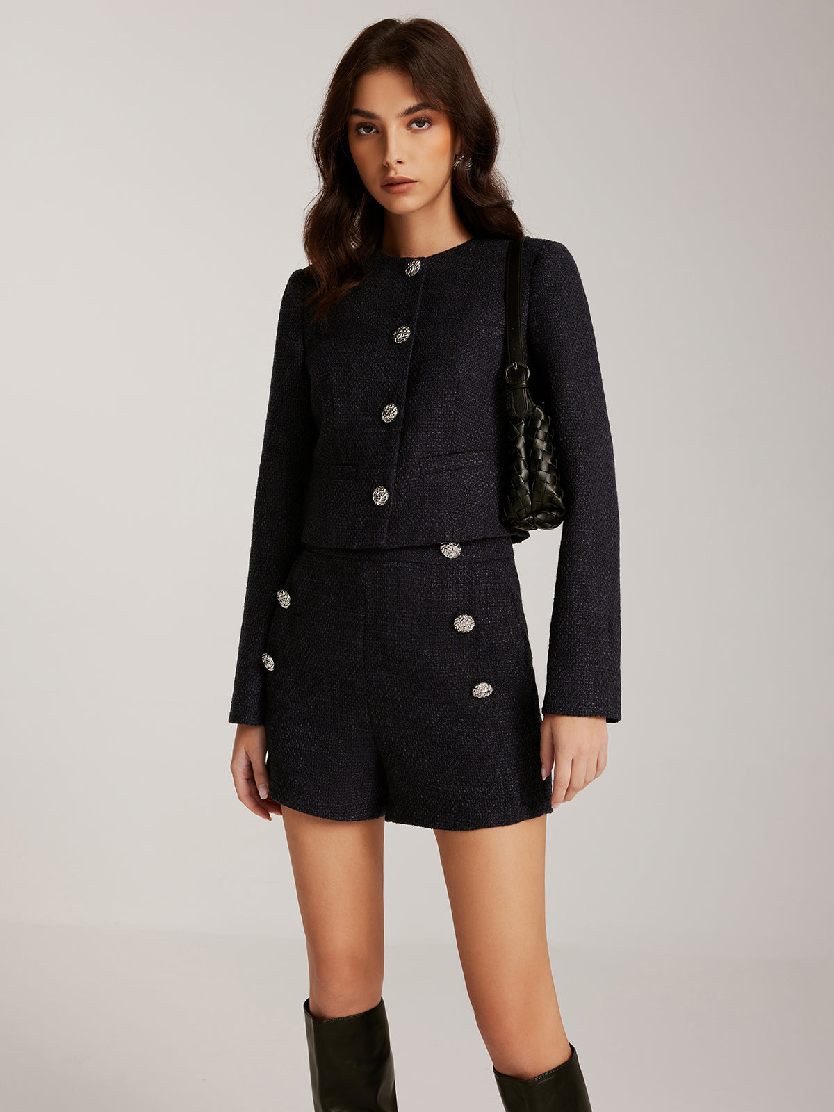 Daunenjacke Kurz Tweed Winter