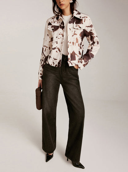Mode Kurzjacke Tweed Print Frauen