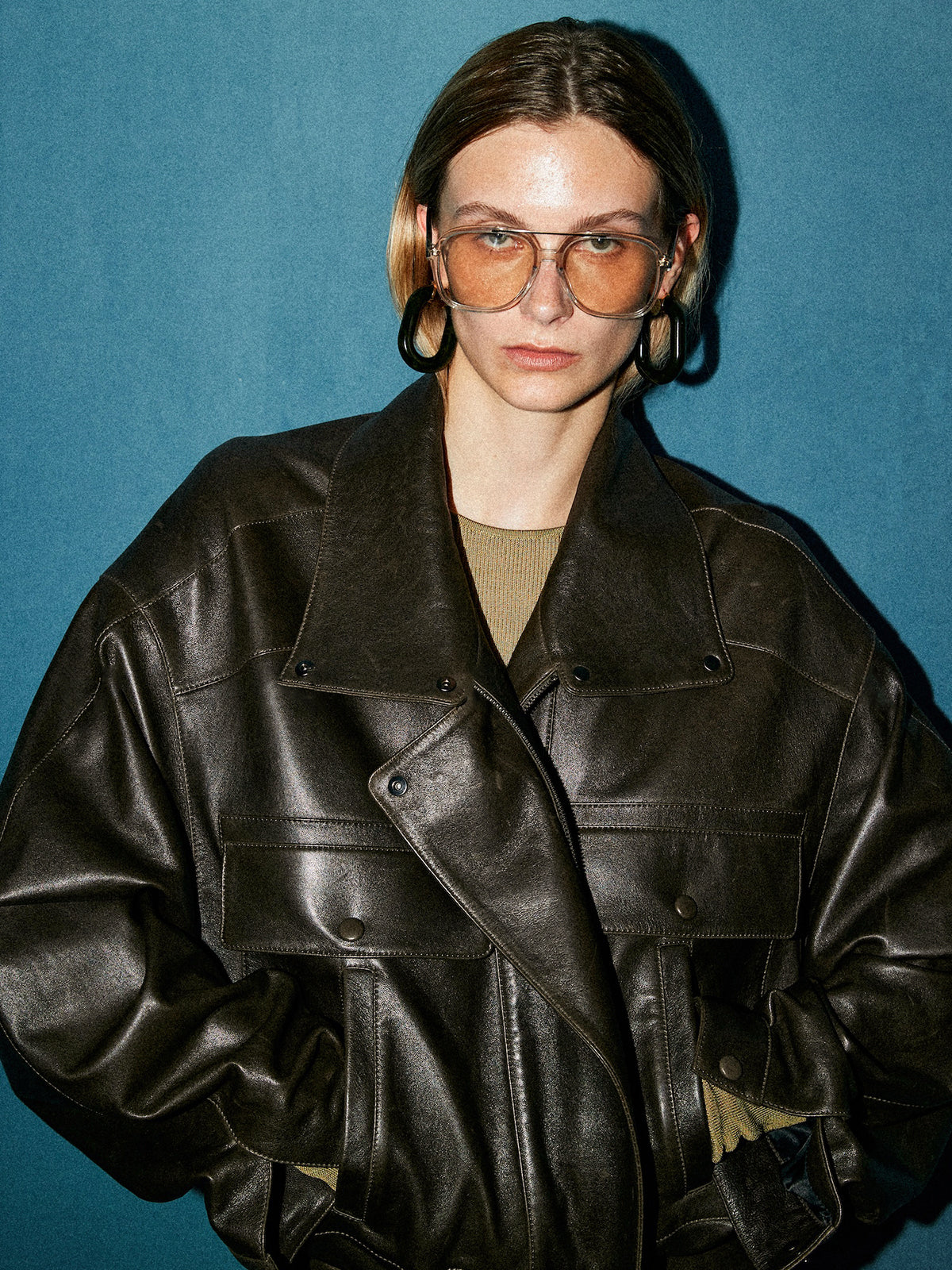 Modische Lederjacke Damen Schwarz PU - IdealeKleiden