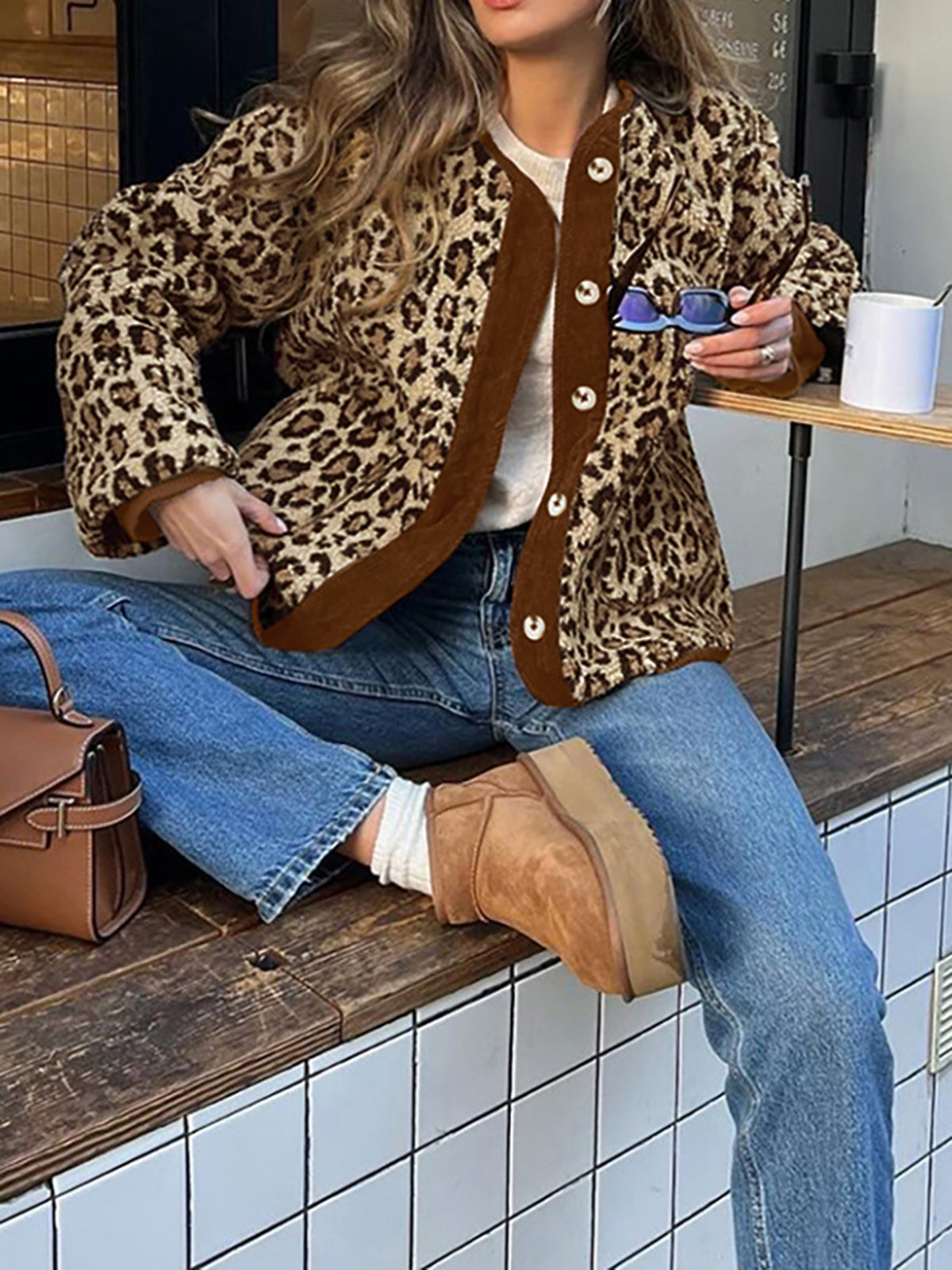 Stylische Leopard Jacke Weich Minky