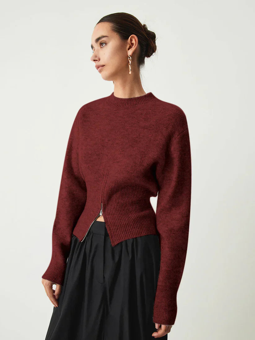 Damen Pullover Mit Halbzipper Modern Design