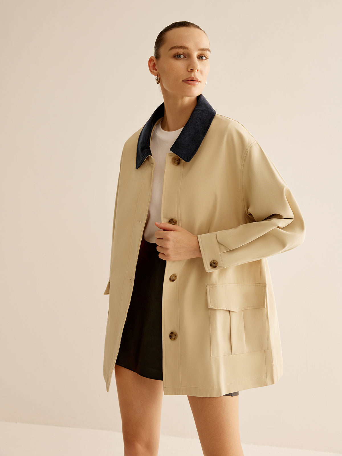 Damenschuhe passen nicht, das ist eine Jacke: Elegante Damenjacke Baumwolle Knopfverschluss