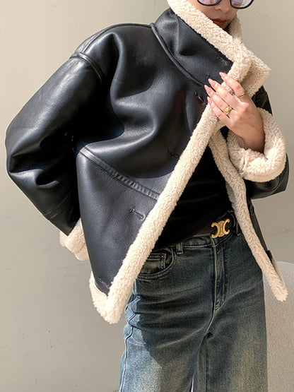 Gefütterte Lederjacke Damen Warm