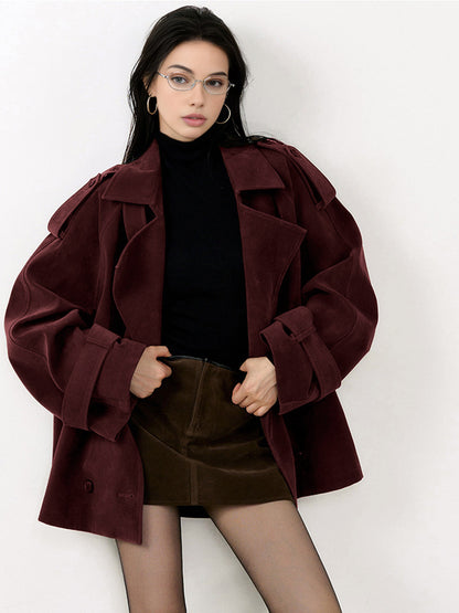 Lederjacke Frauen Trendy Casual