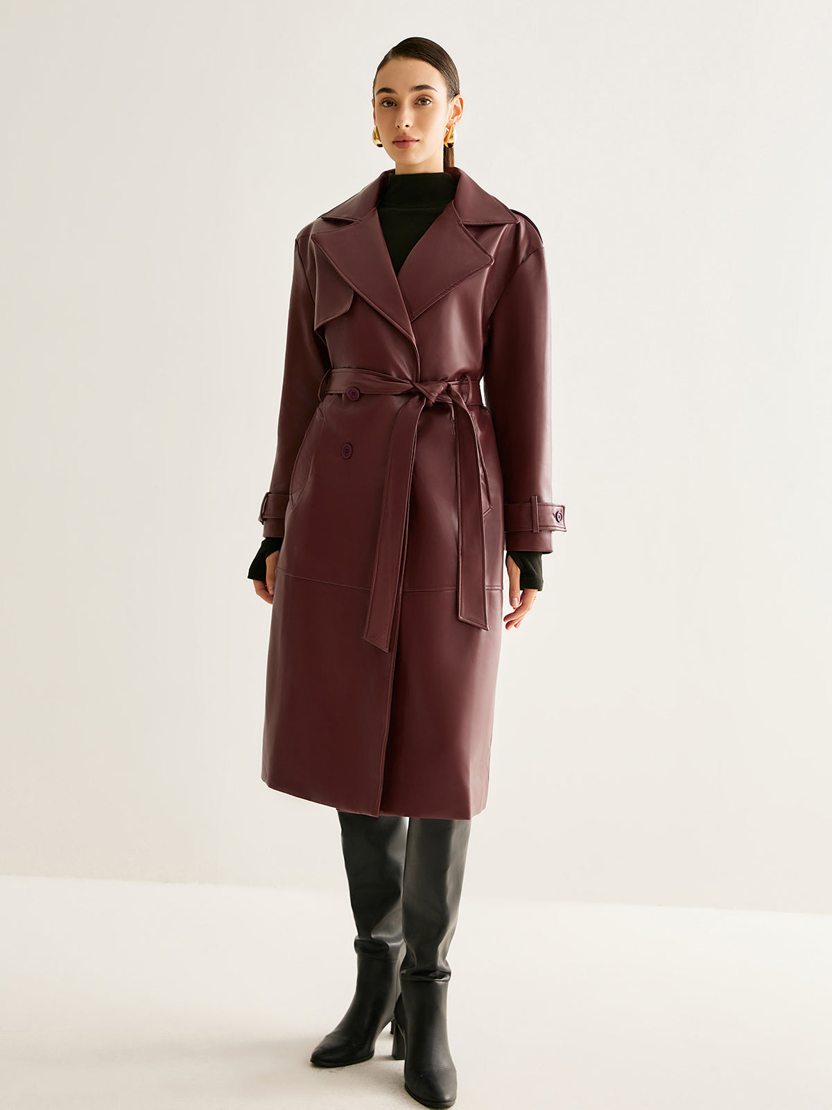 Elegante Lederjacke Damen Lang