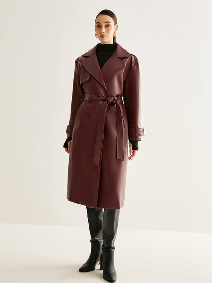 Elegante Lederjacke Damen Lang